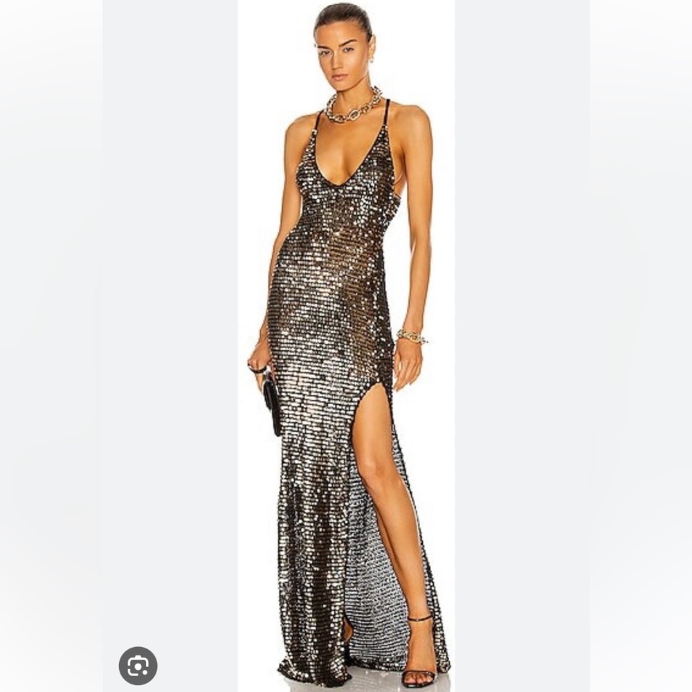 Retrofete Marie Dress in Black and Gold crochet and sequins  - NWT- size xs/s